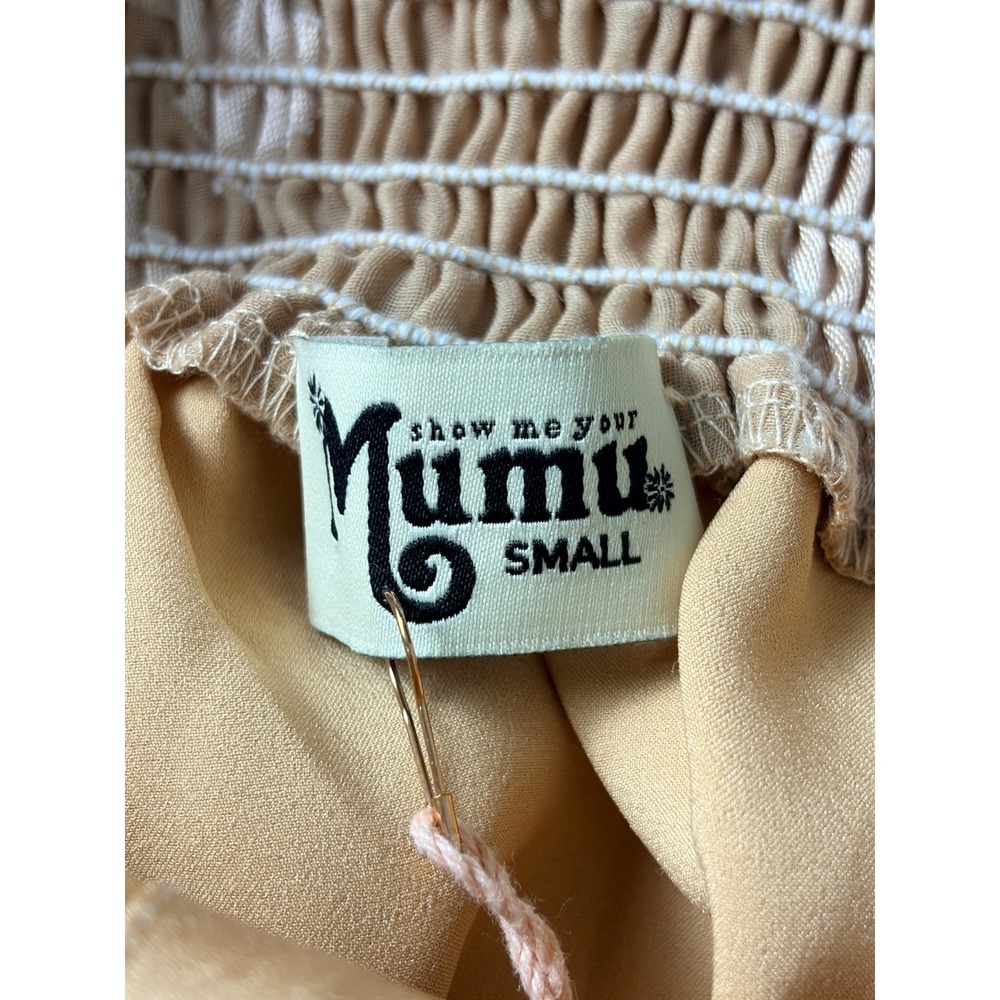 Show Me Your Mumu Edith Maxi Dress Womens S Nude Floral Burnout Tie Strap Formal - Picture 8 of 13